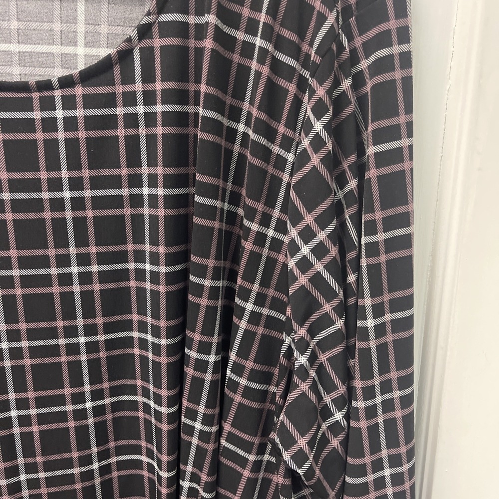 Liz Claiborne Women's Stretch Polyester Blouse 3/4 Sleeve Plaid Knot Size 3X - Picture 4 of 11